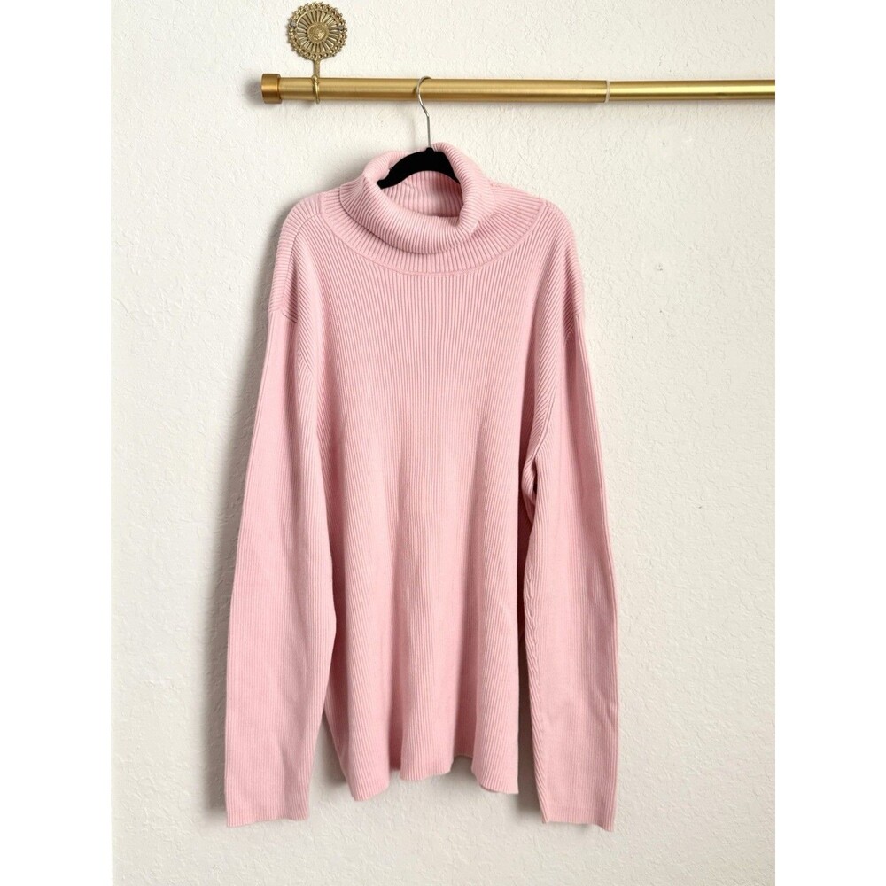 Ralph Lauren Pink Ribbed Turtleneck Sweater Women’s L XL Oversized Cozy